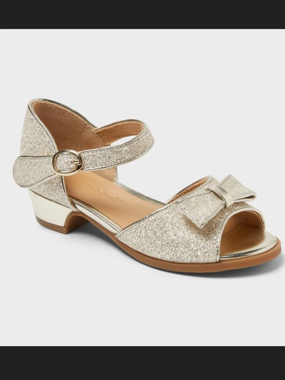Toddler Girls' Hazina Peep Toe Low Contoured Dress Heels - Cat & Jack™ Gold